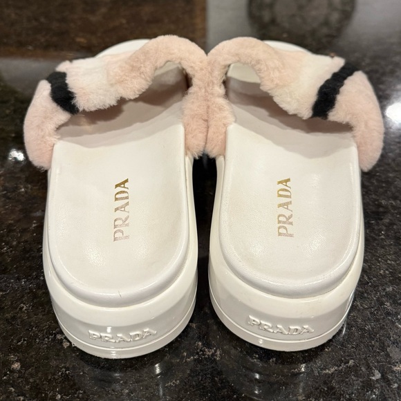 Prada Platform Faux Fur Slides/Slippers - Picture 3 of 3